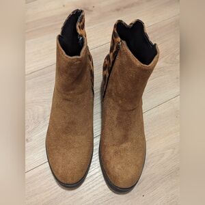 Leopard Print Brown Ankle Boots